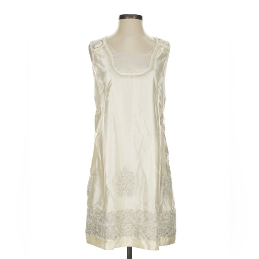 vtg Y2K Obzee NY Ivory Silk Lace Shift Dress Ivory White Womens 6